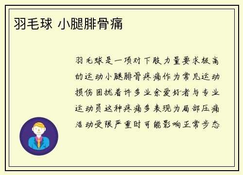 羽毛球 小腿腓骨痛